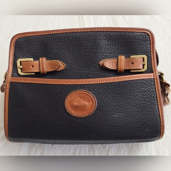 Vintage Dooney & Bourke Buckle Satchel Purse Black Pebbled Leather USA Designer - Picture 3 of 16